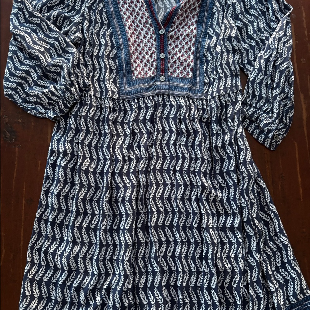 LOFT Blue and White Print Blouse